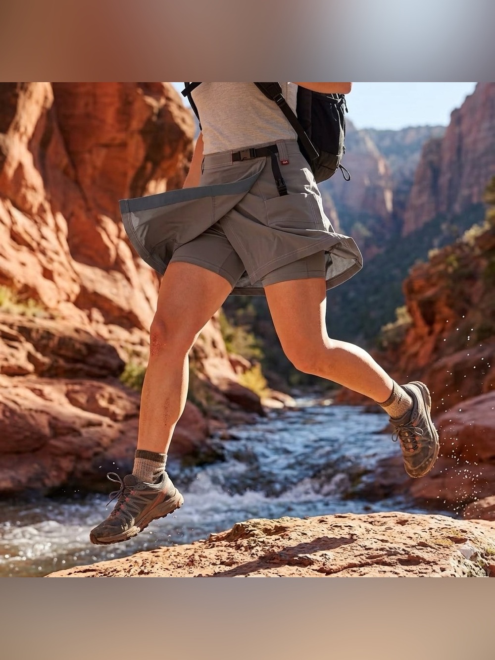 REI Co-op Women’s Gray Technical Wrap Cargo Hiking Skort Size 10